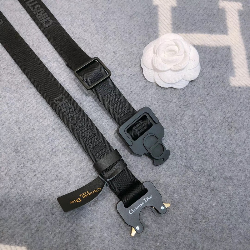 D*or black cotton canvas belt