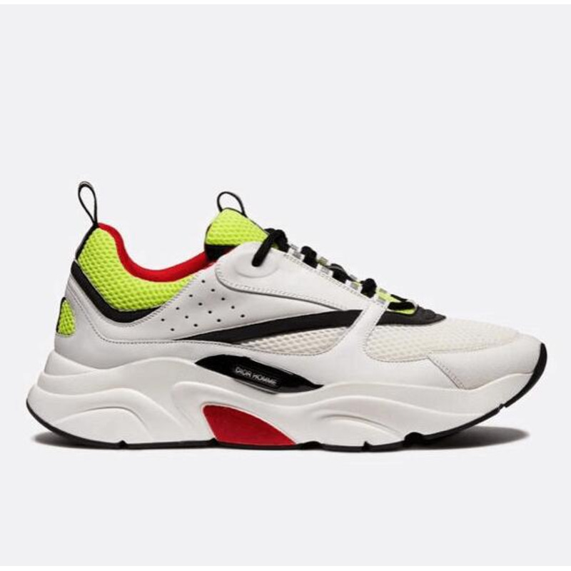 D*or "b22" trainer in white&red and yellow canvas and calfskin trainer