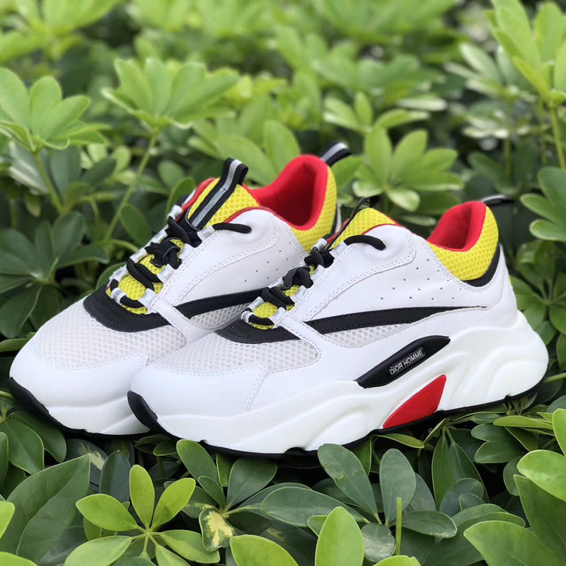 D*or "b22" trainer in white&red and yellow canvas and calfskin trainer