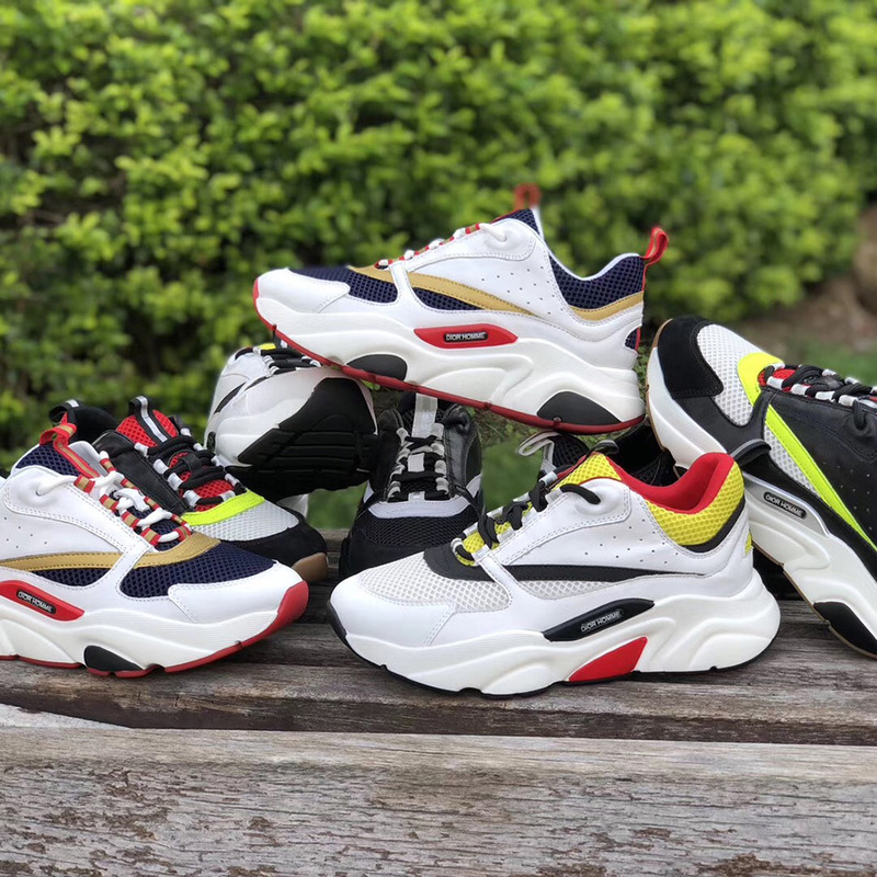 D*or "b22" trainer in white&red and yellow canvas and calfskin trainer