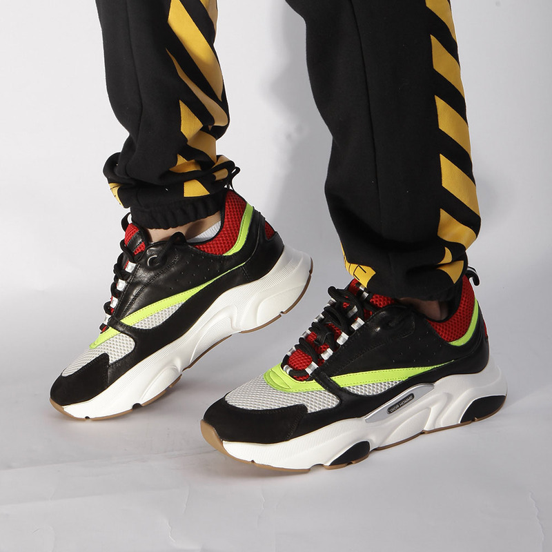 D*or "b22" trainer in black&red and yellow canvas and calfskin trainer