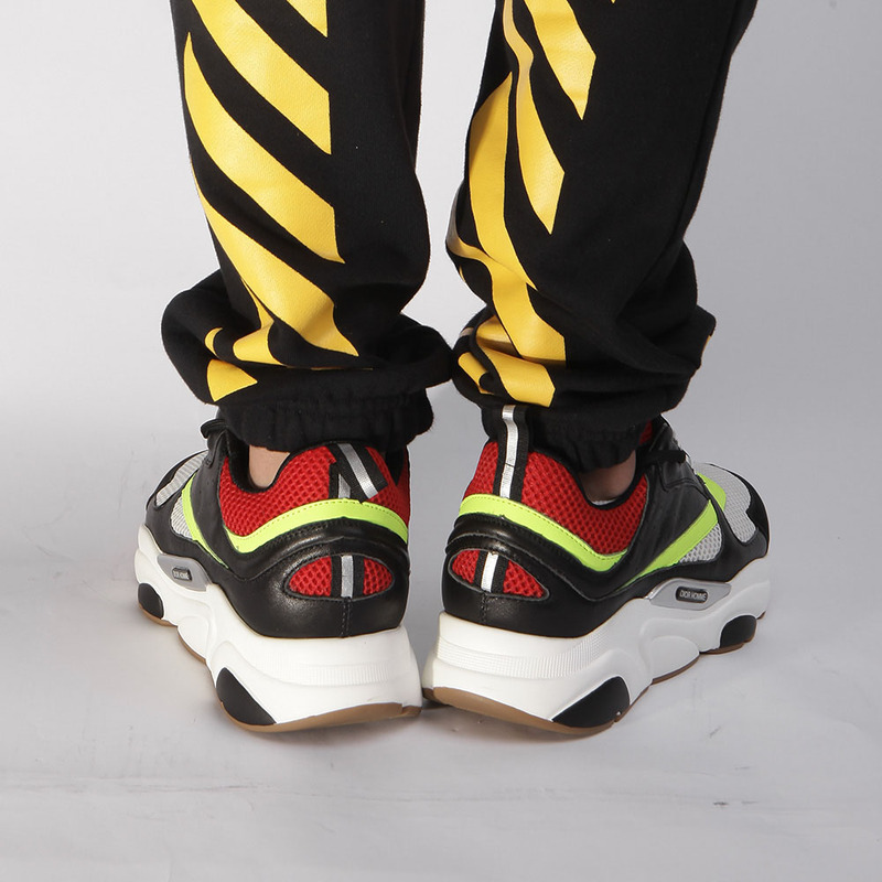 D*or "b22" trainer in black&red and yellow canvas and calfskin trainer