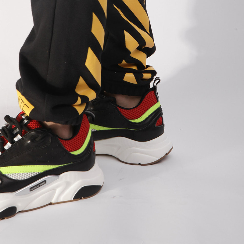 D*or "b22" trainer in black&red and yellow canvas and calfskin trainer