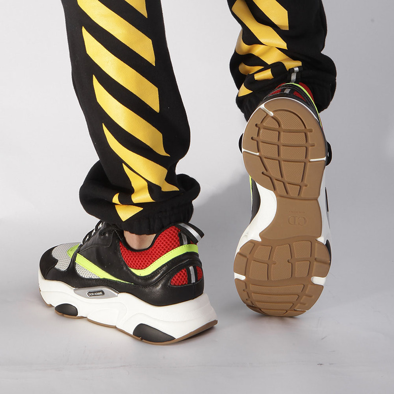 D*or "b22" trainer in black&red and yellow canvas and calfskin trainer