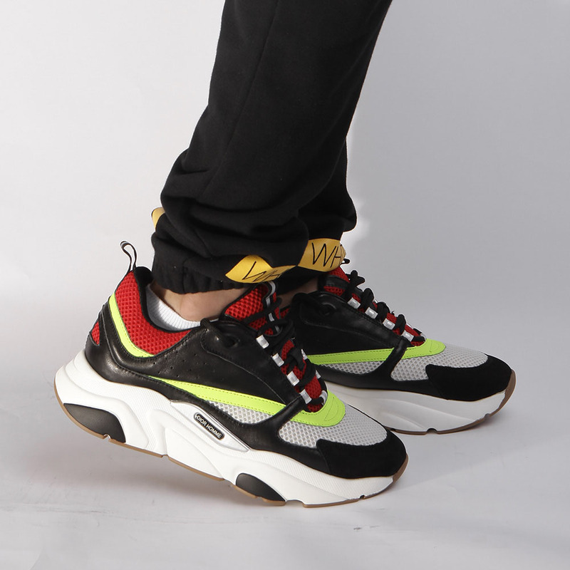 D*or "b22" trainer in black&red and yellow canvas and calfskin trainer