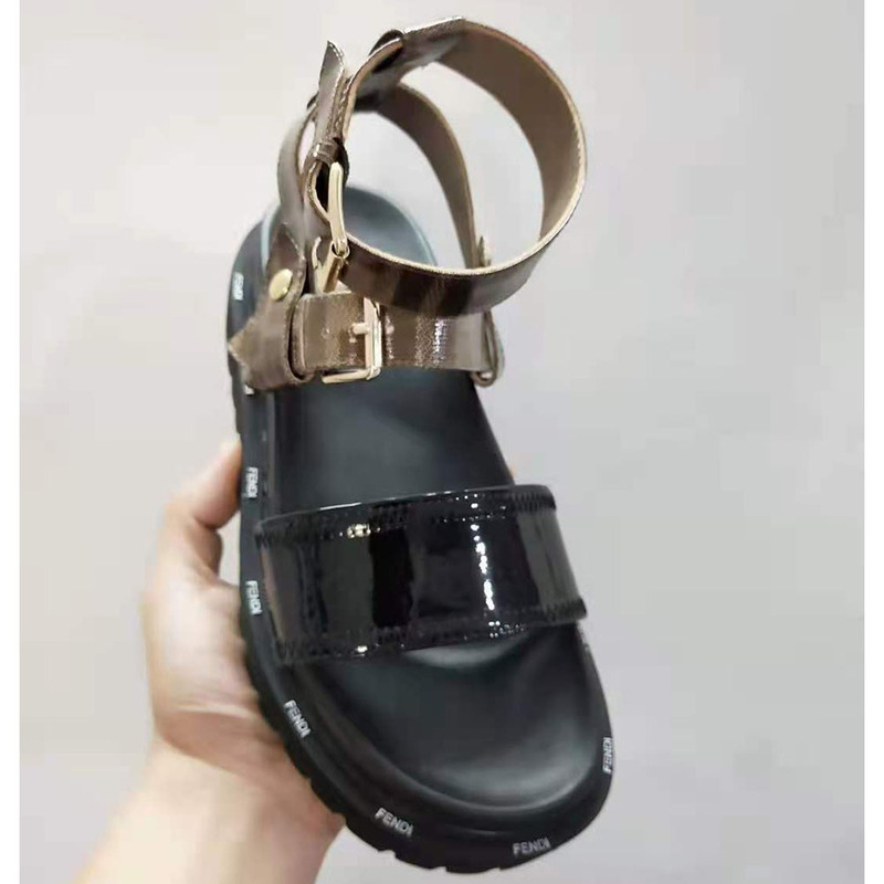 F**di golden strap slides sandals