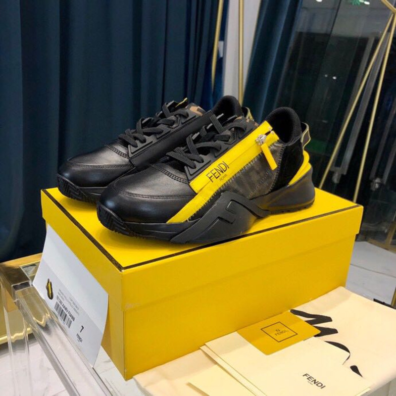 F**di black & yellow suede ''flow'' sneakers