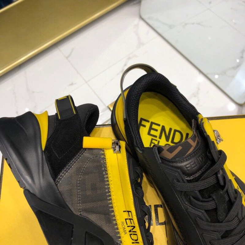 F**di black & yellow suede 