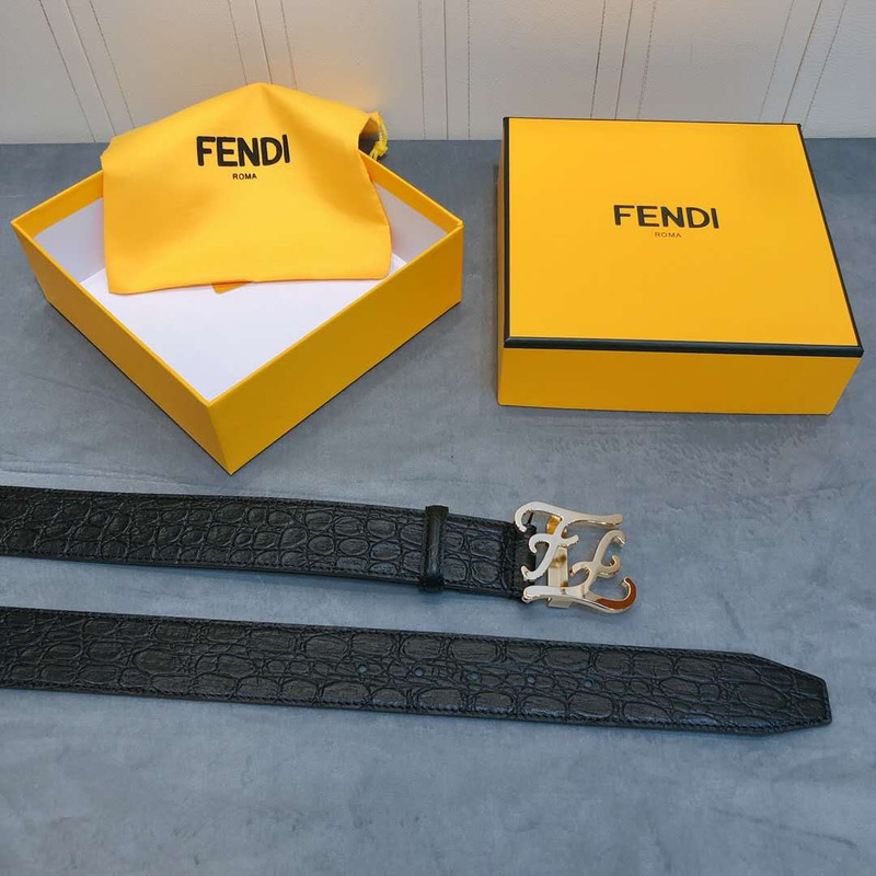 F**di leather belt with ff buckle