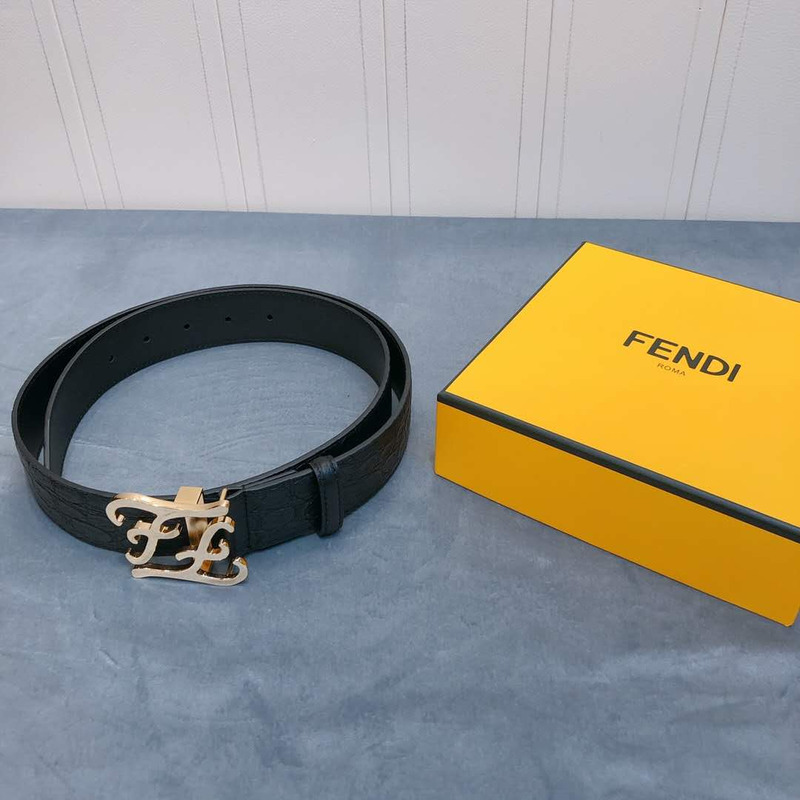 F**di leather belt with ff buckle