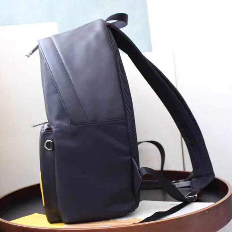 F**di black leather and nylon backpack