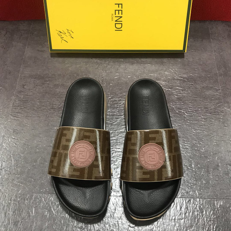 F**di black leather slides