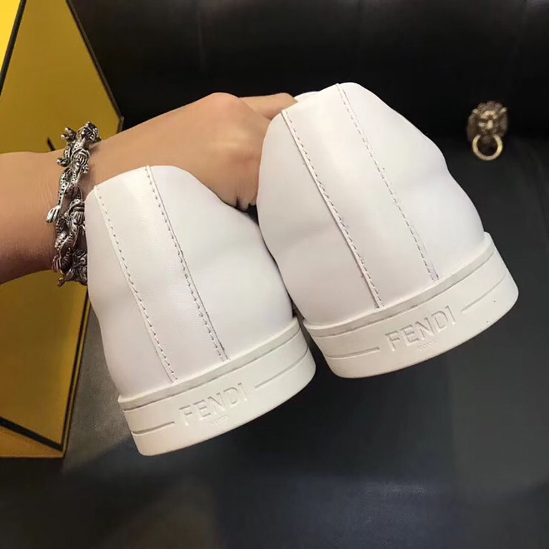 F**di white leather slip-ons