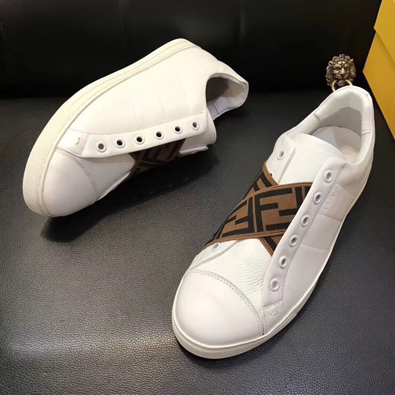 F**di white leather slip-ons