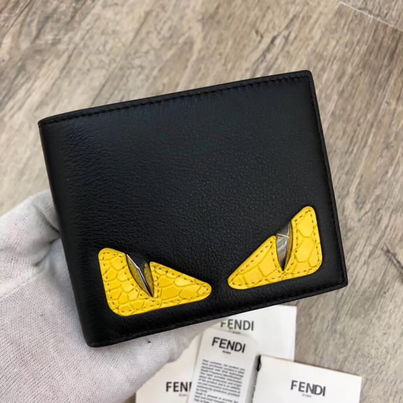 F**di black leather horizontal wallet