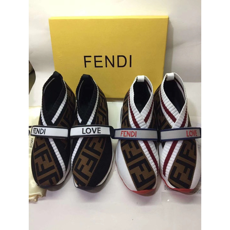 F**di black fabric sneakers