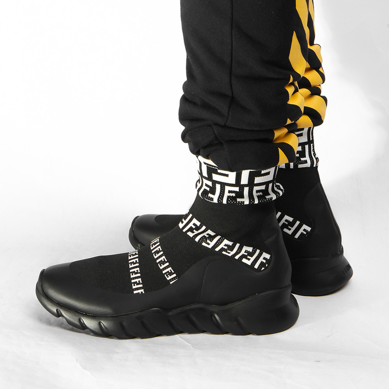 F**di logo knit sock sneakers(black)