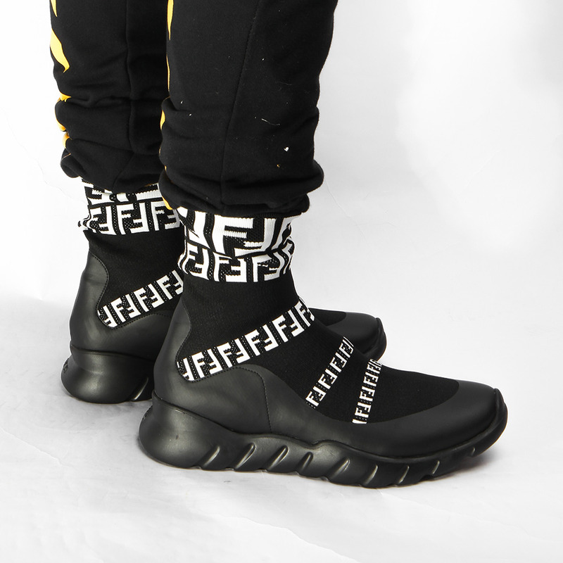 F**di logo knit sock sneakers(black)