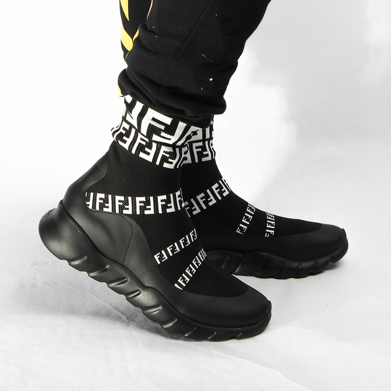 F**di logo knit sock sneakers(black)