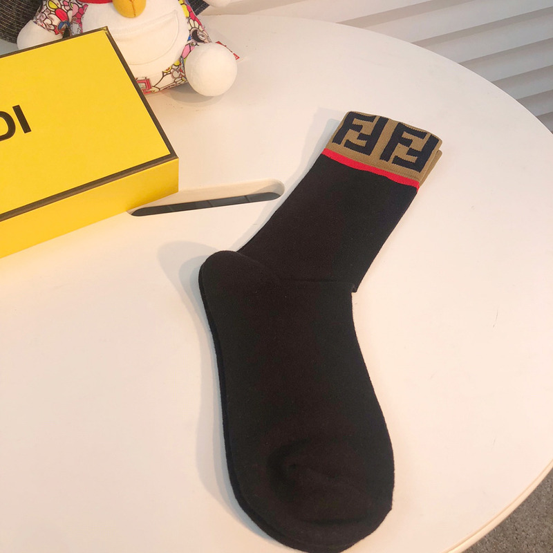 F**di black stretch cotton socks