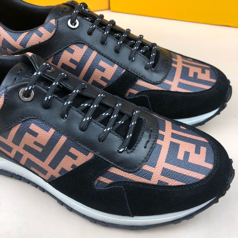 F**di logo monogram  leather & suede training sneakers