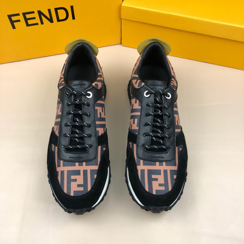 F**di logo monogram  leather & suede training sneakers