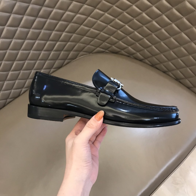 Ferragamo Black Leather Shinny shoes