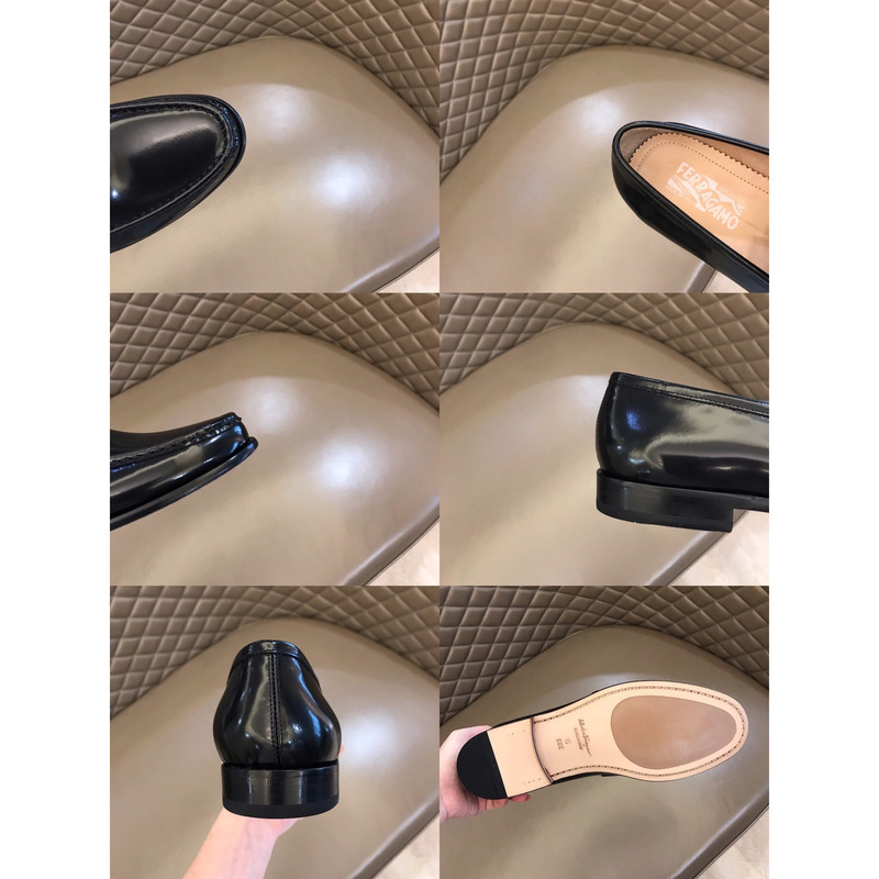 Ferragamo Black Leather Shinny shoes