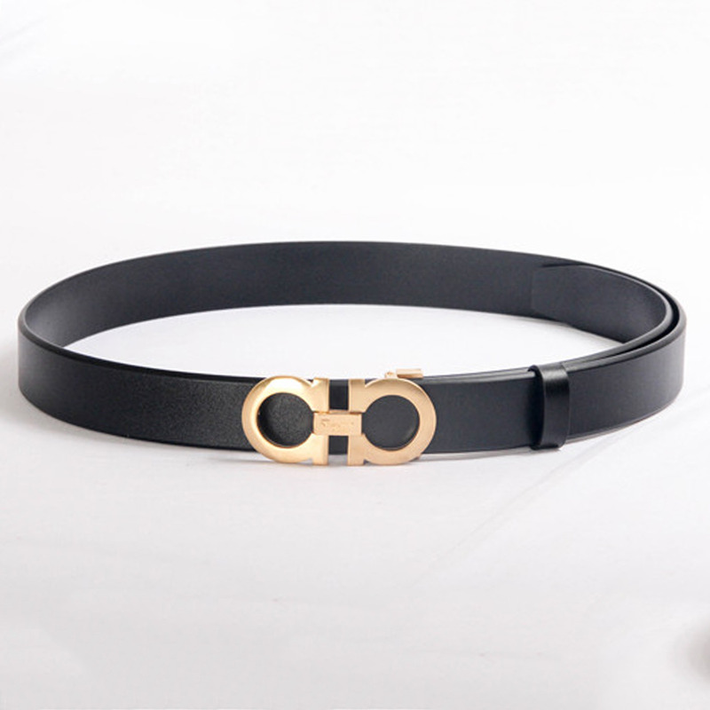 Ferragamo Black Leather Gold buckle