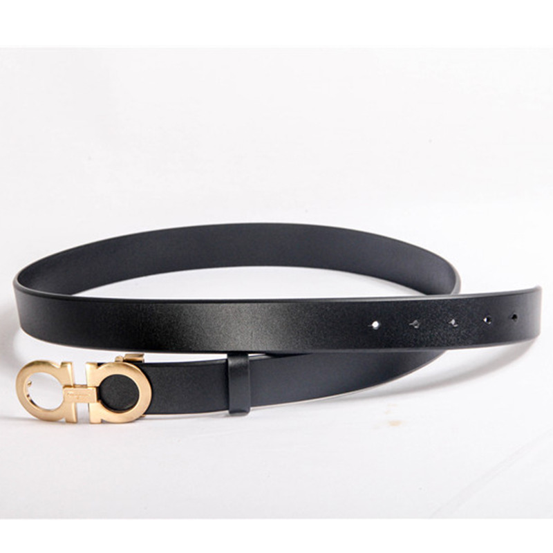 Ferragamo Black Leather Gold buckle