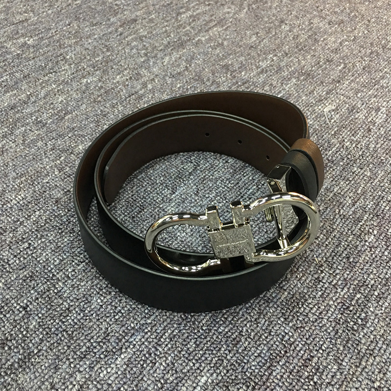 Ferragamo belt black silver