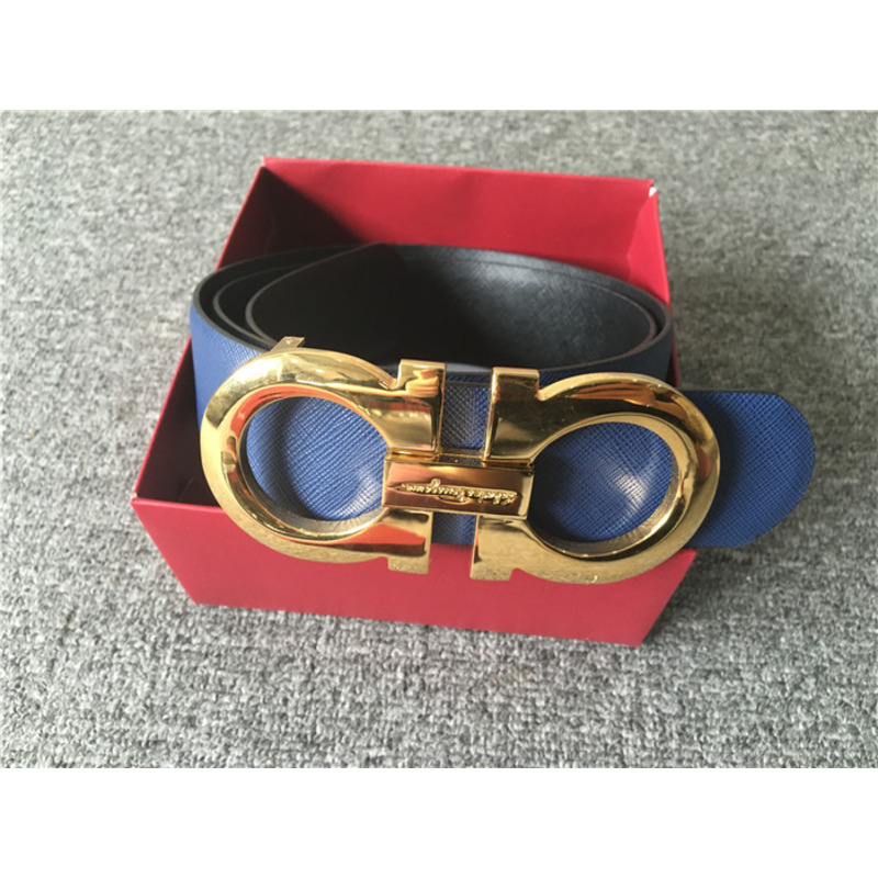 Ferragamo Limited Quality Reversible belt 237601 featuring oversized double golden Gancio buckle