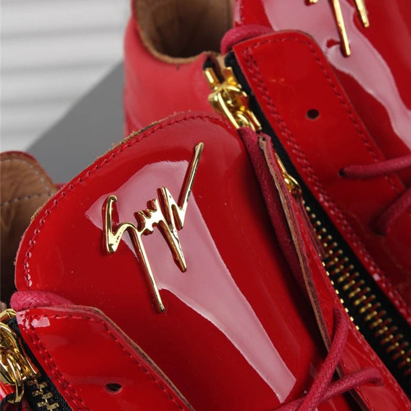 Giuseppe Zanotti Kriss Patent Leather High Top Red Sneakers