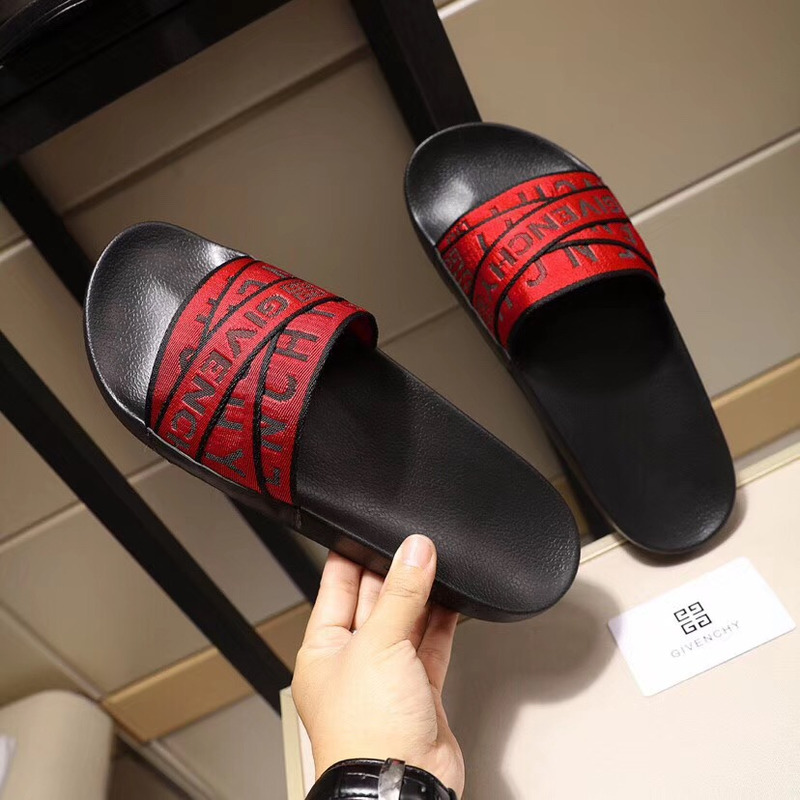 Givenchy Red 4G Webbing Slide Sandals