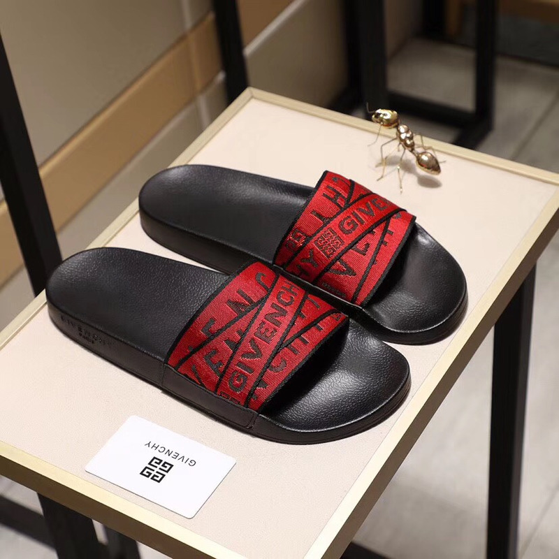 Givenchy Red 4G Webbing Slide Sandals