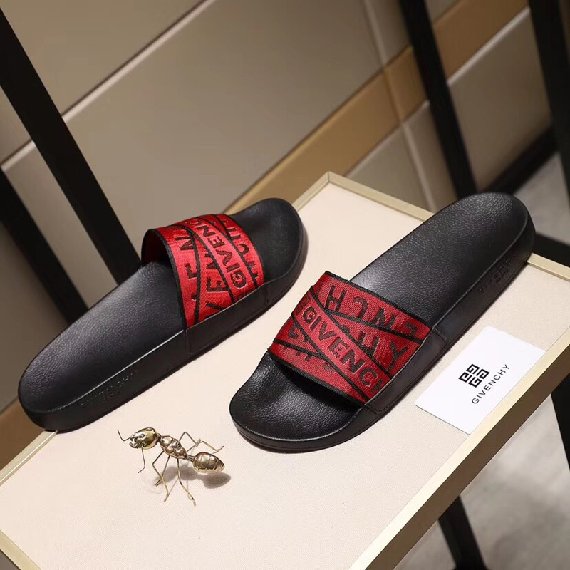 Givenchy Red 4G Webbing Slide Sandals