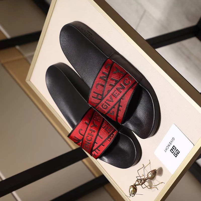 Givenchy Red 4G Webbing Slide Sandals