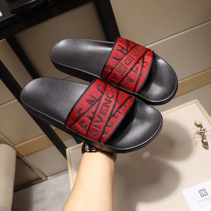 Givenchy Red 4G Webbing Slide Sandals