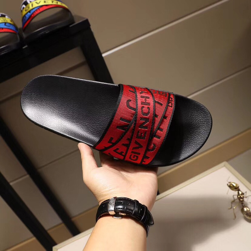 Givenchy Red 4G Webbing Slide Sandals