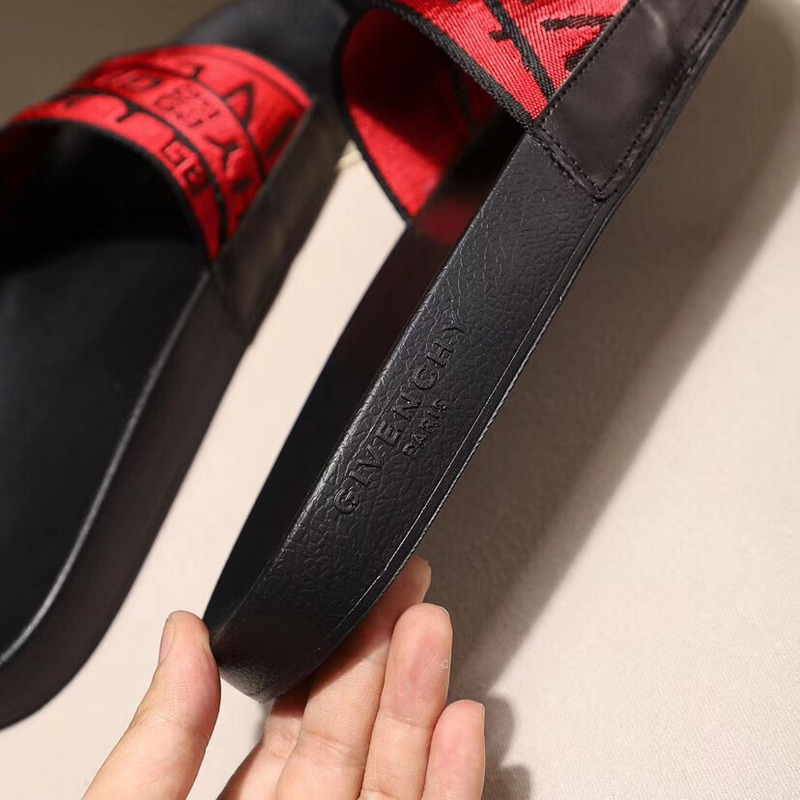 Givenchy Red 4G Webbing Slide Sandals