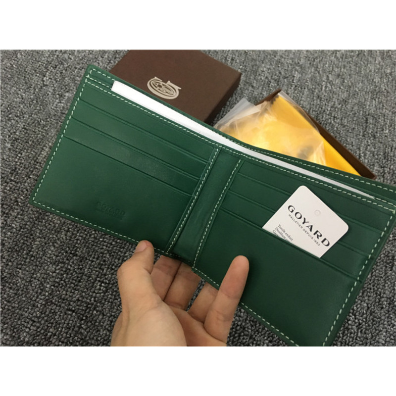 Go*ard short 6 card slots billfold wallet green