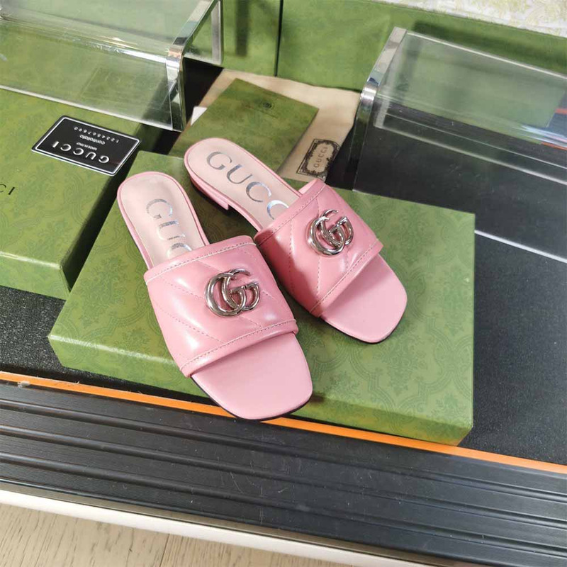 G*u*i women''s slide sandal with double g pink