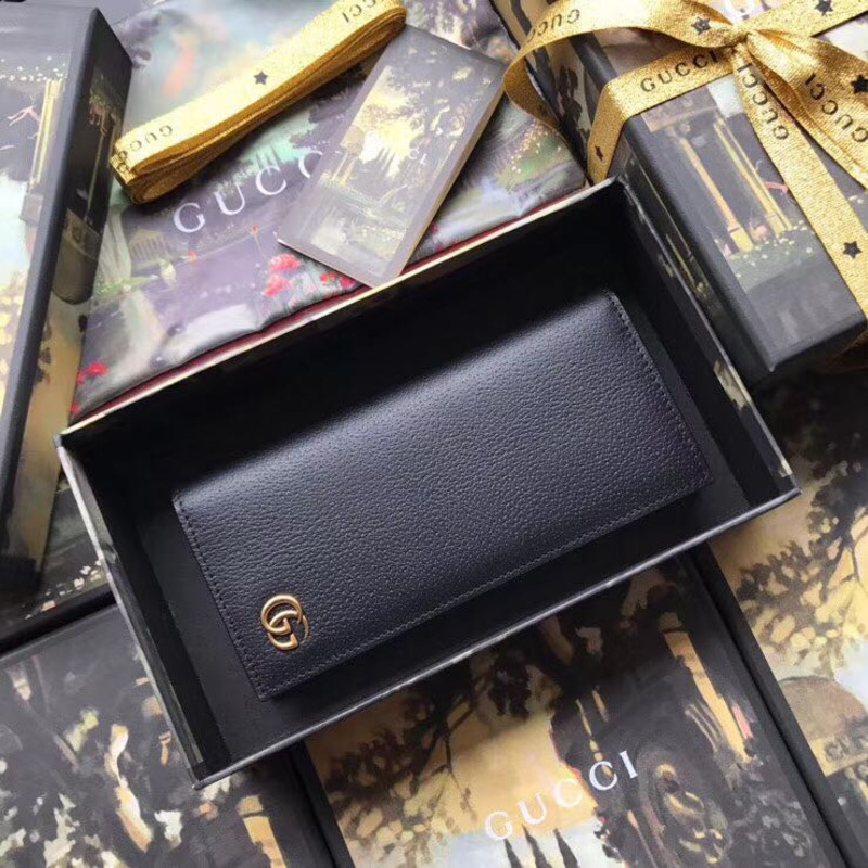 G*u*i gg marmont continental wallet black leather