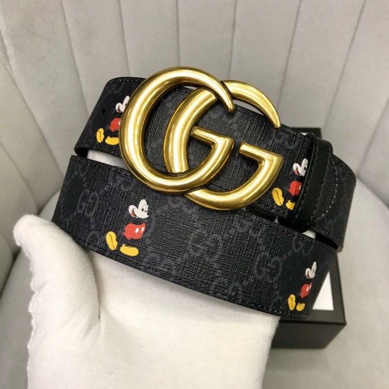 G*u*i x mickey black leather belt