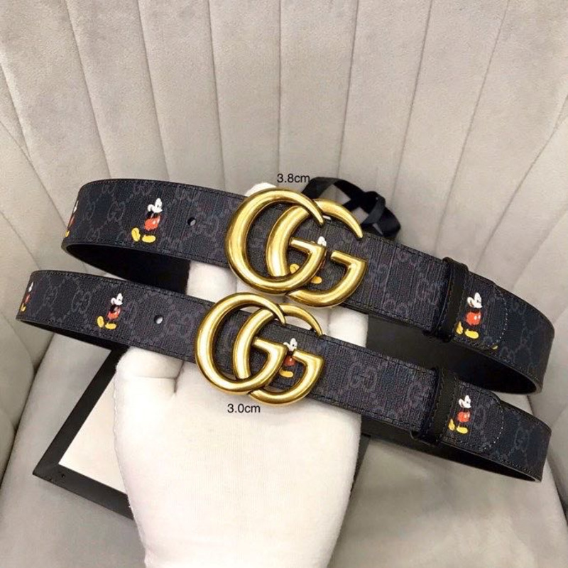 G*u*i x mickey black leather belt