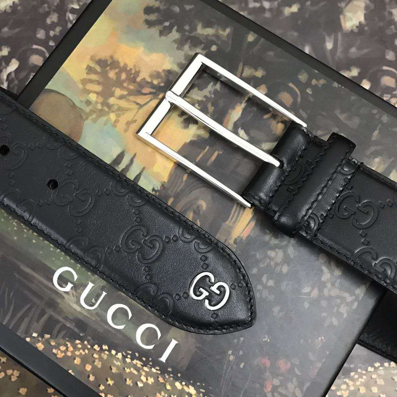 G*u*i gg black leather belt