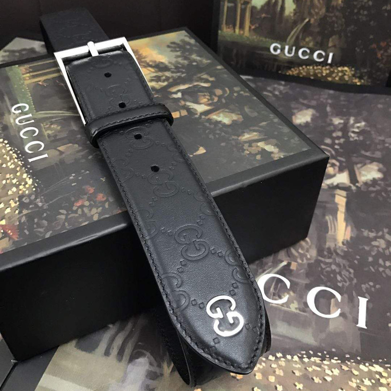 G*u*i gg black leather belt