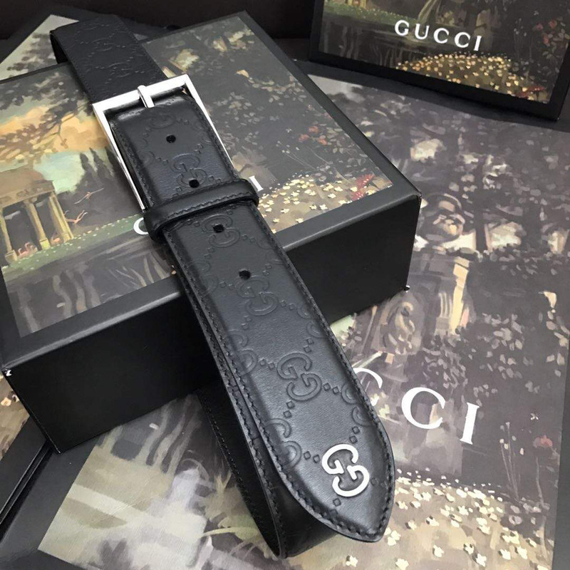 G*u*i gg black leather belt