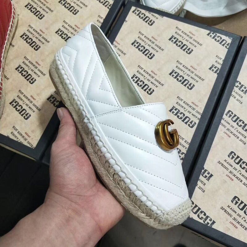 G*u*i white leather espadrille with double g