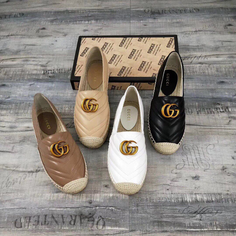 G*u*i white leather espadrille with double g